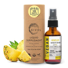 GIVOL bromelain mist bottle for easy daily use with organic pineapple extract.