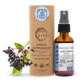 GIVOL Elderberry Mist bottle showing organic, vegan formula for daily wellness.