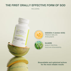 GliSODin Skin Nutrients capsules close-up highlighting vegetarian-friendly formula.