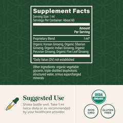 Global Healing Center Ginseng drops in a glass dropper for easy dosage.