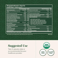 Capsules arranged to show compact daily dose and plant-based ingredients.
