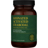 Global Healing Center ozonated activated charcoal pills bottle supports digestive comfort.