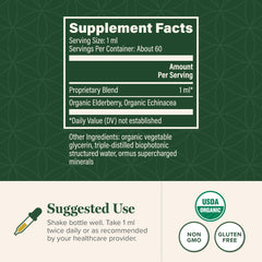 Global Healing Center tincture label close-up highlighting natural ingredients.