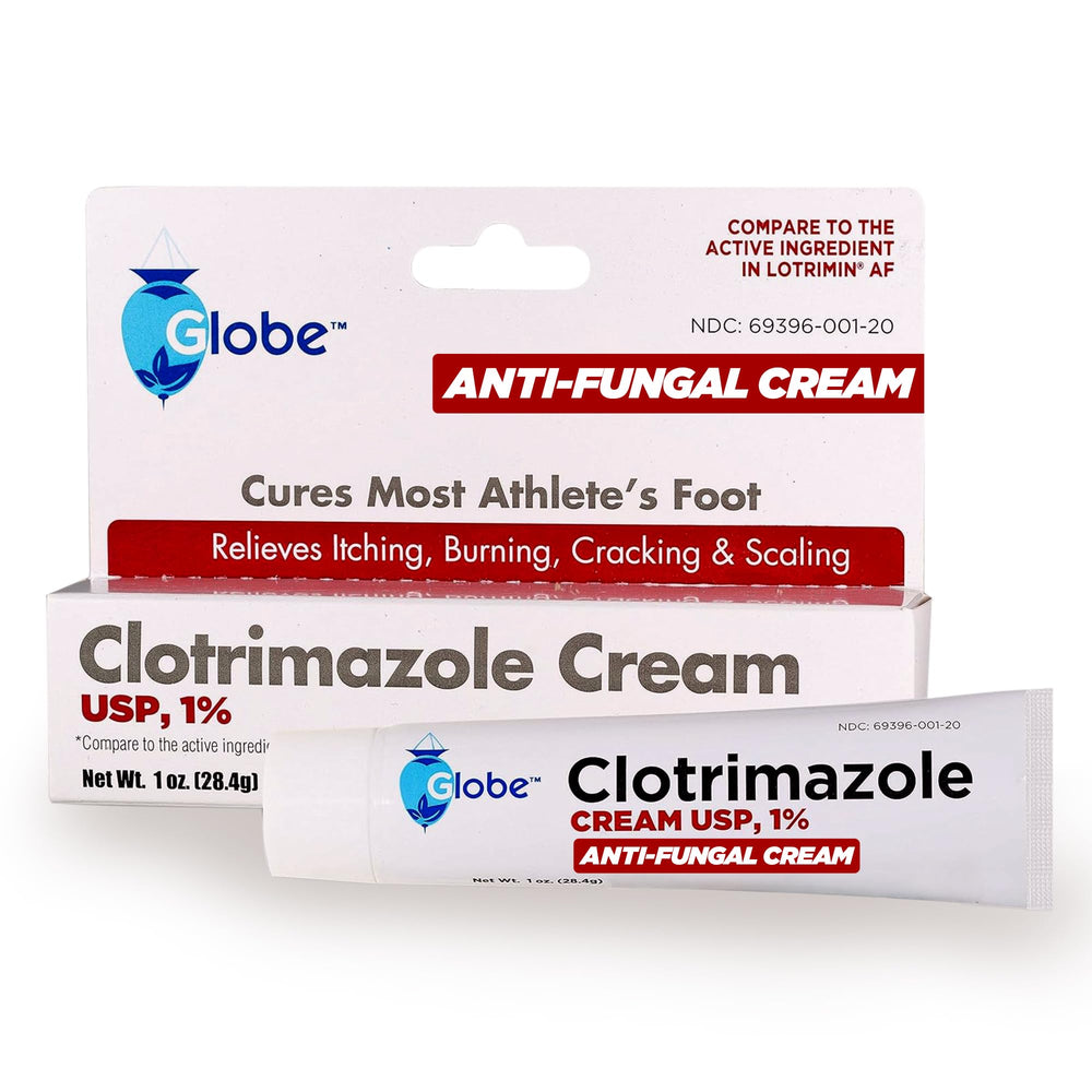 Globe Pharmacy clotrimazole 1% cream bottle for easy antifungal relief