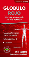 Globulo Rojo iron supplement pills closeup highlighting tablet shape and texture