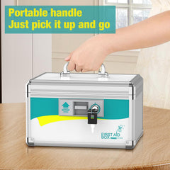 Glosen lock box silver-plated handle enables easy portability.