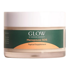 Glow Botanica Wild Yam Cream bottle demonstrates easy topical application for menopause relief.