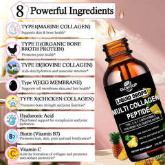 GlowUUP liquid drops bottle highlighting hyaluronic acid for hydration and mobility