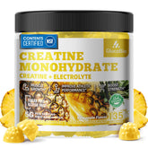 GlucoBio creatine gummies pineapple bottle ready for workouts, convenient energy on the go
