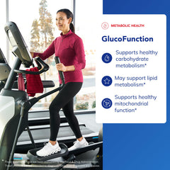 GlucoFunction label packaging highlights a clean allergen-friendly formula.