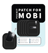 Glucomart Mobi pocket with black adhesive patch keeps your insulin pump secure during activity.