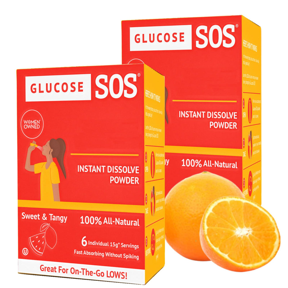 Glucose SOS packets opened and ready to dissolve for quick energy.