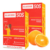 Glucose SOS packets opened and ready to dissolve for quick energy.