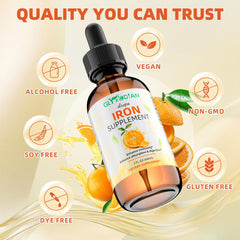 Close-up of Glyxcodian iron liquid showing mild formulation