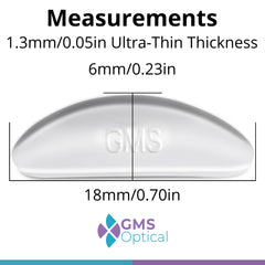 GMS Optical nose pads with adhesive back demonstrate secure attachment on frames.