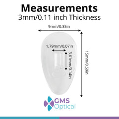 GMS Optical nose pads fit most frames to improve comfort and stability.