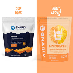Gnarly Hydrate orange pineapple bottle showing quick, refreshing hydration after training