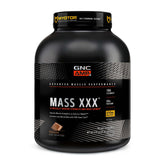 GNC AMP Mass XXX bottle pour shows easy dosing for daily nutrition.