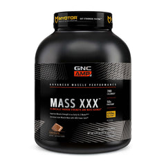 GNC AMP Mass XXX bottle pour shows easy dosing for daily nutrition.