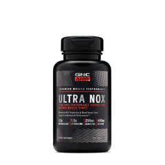 GNC AMP Ultra Nox bottle side view showing portable, daily-use packaging
