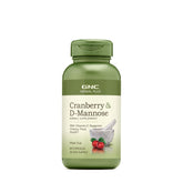 GNC Herbal Plus Cranberry D-Mannose bottle shows 60 capsules for daily urinary tract support.