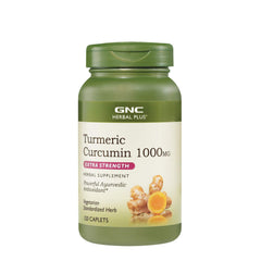GNC Herbal Plus Turmeric Curcumin 1000mg bottle with easy daily capsules.