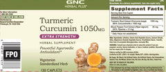 GNC Herbal Plus Turmeric Curcumin packaging emphasizes 120 servings for daily use.