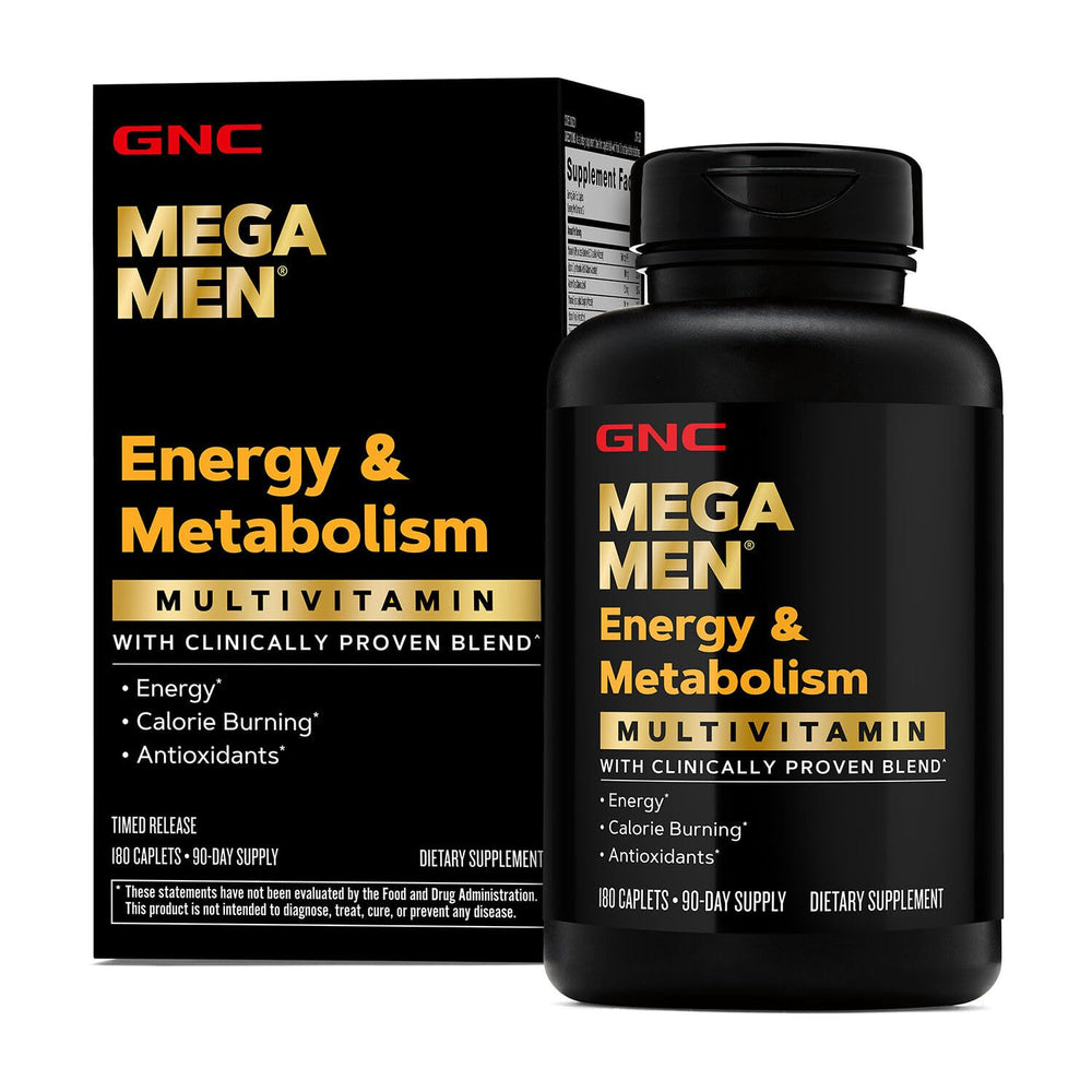 GNC Mega Men Energy bottle front view, daily energy support