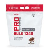 GNC Pro Performance Bulk 1340 bottle front highlighting mass gainer packaging and calories