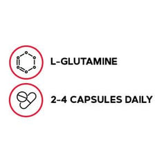 Close-up of L-Glutamine capsules for recovery support