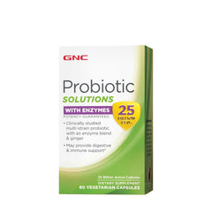 GNC Probiotic Solutions with Enzymes bottle supports daily gut balance