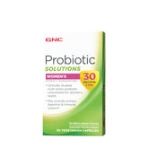 GNC Probiotic Solutions Women's bottle front highlights 30B CFUs for digestive support.