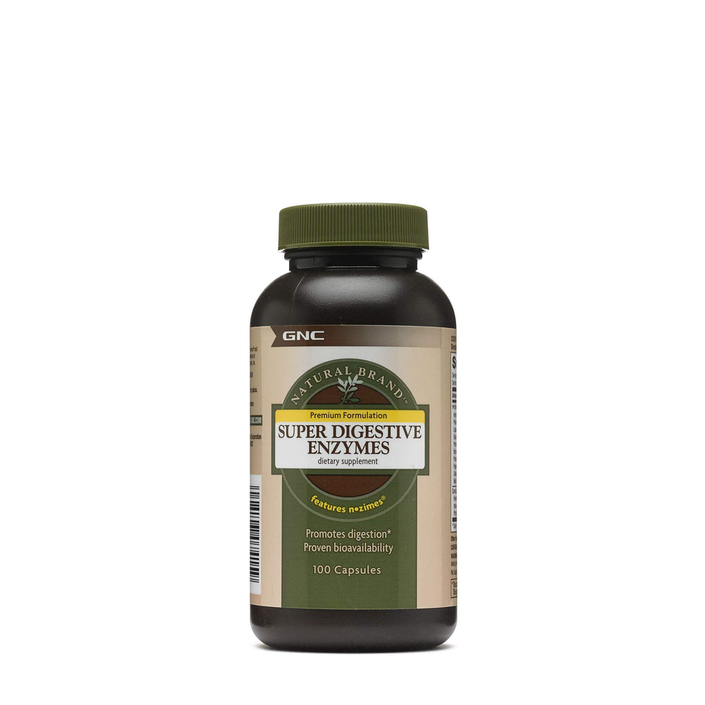 GNC Super Digestive Enzymes bottle supports protein digestion for better nutrient uptake