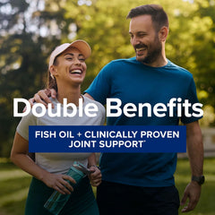 GNC Triple Strength Fish Oil Plus Joint softgels in bottle highlight convenient daily omega-3 intake.