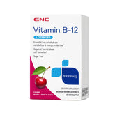 GNC Vitamin B-12 cherry lozenge front view, energy metabolism support