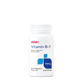 GNC Vitamin B-1 300mg bottle front shows dosage and branding for daily support.