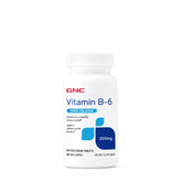 GNC Vitamin B6 200mg bottle front view highlighting immune and nervous system support.