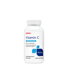 GNC Vitamin C 1000mg bottle showing 90 caplets for daily immune support