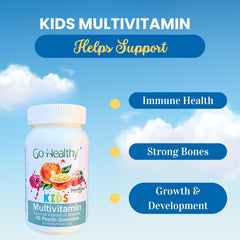 Two gummies per day dosing illustration for Go Healthy Natural Kids Multivitamin Gummies
