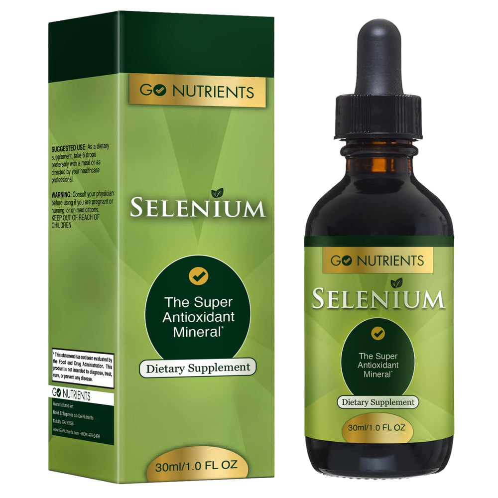Go Nutrients Selenium Liquid Drops bottle, portable daily supplement for on-the-go selenium support