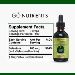 Go Nutrients Selenium Liquid Drops dropper showing precise six-drop dosing