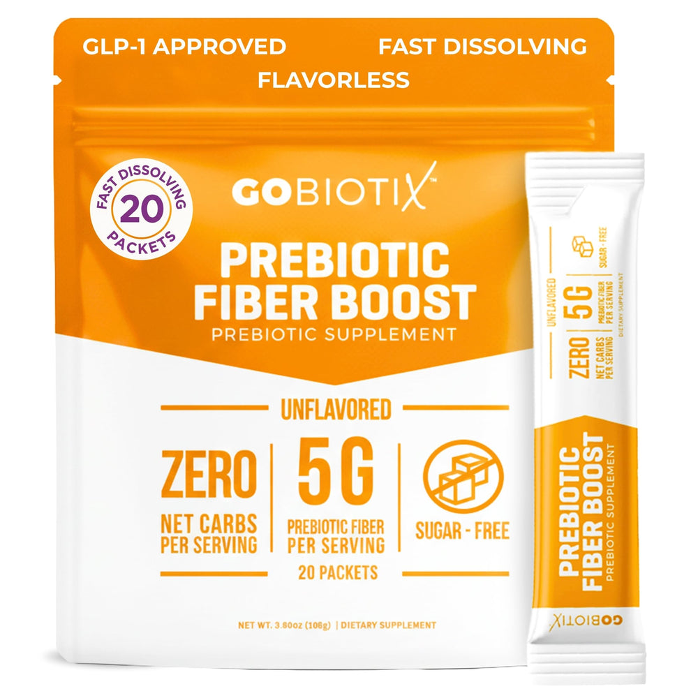 GoBiotix fiber supplement bottle supports daily digestive balance