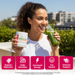 GOBIOTIX Greens Powder Pom Raspberry pour shows easy mixing into water.