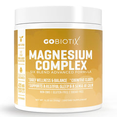 GoBiotix honey citrus flavor powder beside a glass for easy prep.