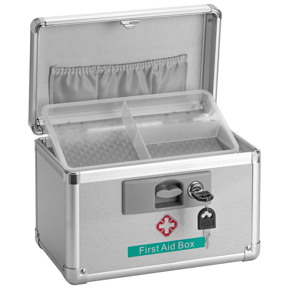 GODLONSEN metal medicine box front view with lockable storage