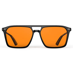 Goiteia orange blue light glasses close-up showing amber tint for eye comfort.