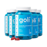Goli Ashwagandha Gummies bottle shows KSM-66 for daily adaptogenic support.