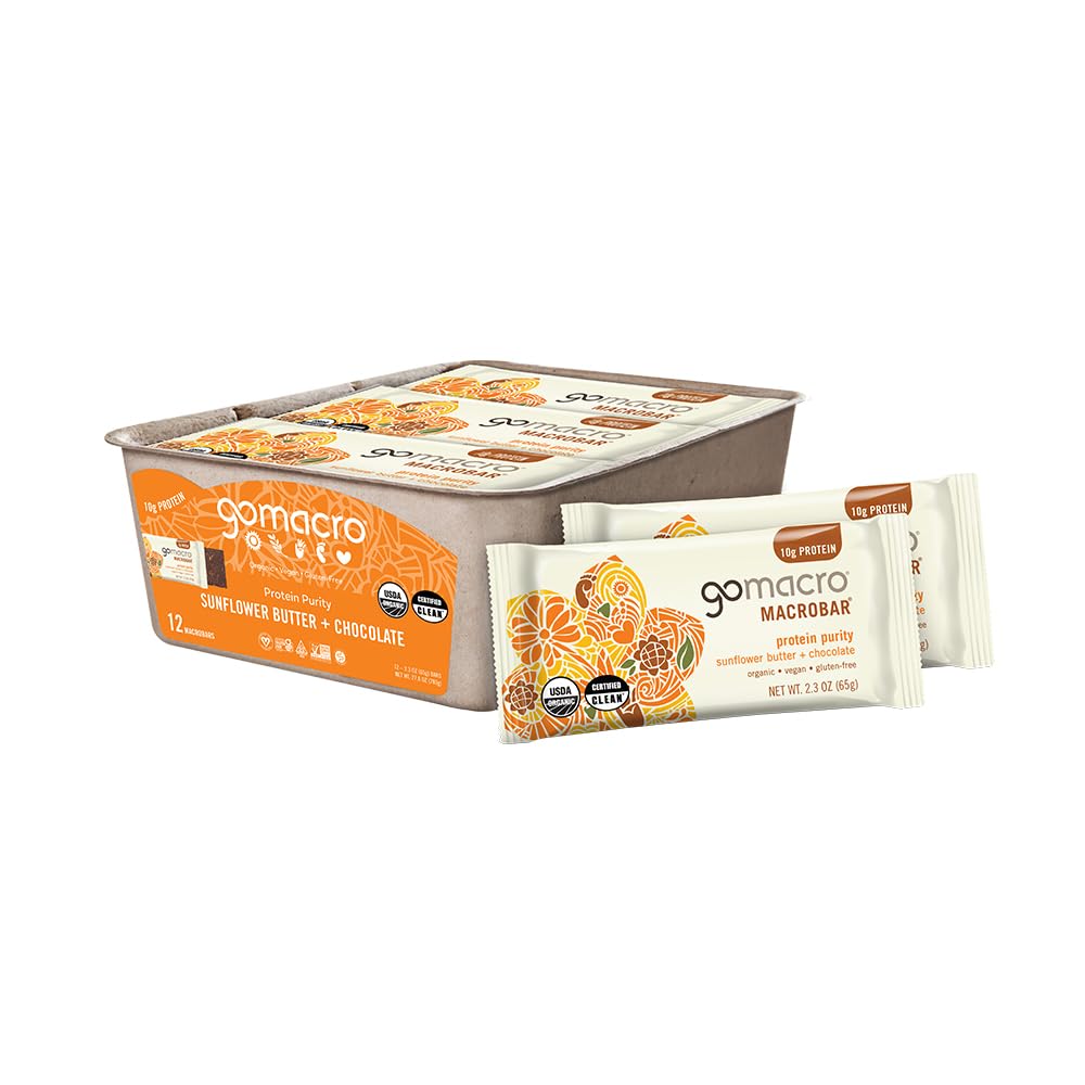GoMacro MacroBar Sunflower Butter + Chocolate on-the-go energy snack.