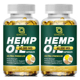Gongota Hemp Oil Capsules bottle with label, suggesting daily wellness.
