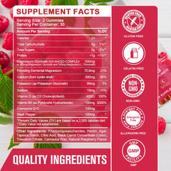 Close-up of GONGOTA gummies showing raspberry flavor and sugar-free appeal